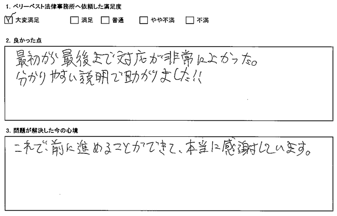 最初から最後まで対応が非常によかった